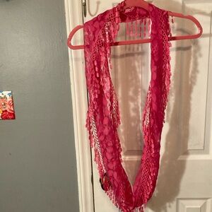 Vibrant Pink Lace infinity Scarf